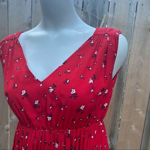 Madewell Magnolia XS Tie-back Floral Summer Dress Red - Picture 12 of 15